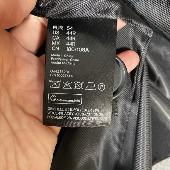 H&M Overcoat Men 44R Wool Blend Grey Minimalist Capsule Neutral Topcoat Car Coat - Picture 10 of 15